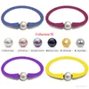 Charm Bracelets 7.5 Inches 10-11mm One Natural Round Pearl Pink Elastic Rubber Silicone Bracelet