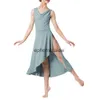 Stage Wear Modern Ballet Long Dress for Women Sleeveless Asymmetrical Skirt Hem Lyrical Ballerina dance Dress Stage performance comeephemeralew