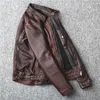 남성용 트랙복 봄과 가을 May Khaki Brown Vintage를 할 오래 된 첫 번째 층 Cowhide 가죽 오토바이 턱시도