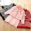 Kids Cardigan Sweater Coat Children Cloths 2 Piece SET Baby Girl Sweaters Skirt Kids Suit Knit Sweater Dress For Little Girls