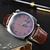 Reloj de lujo para hombre Movimiento de cuarzo de alta gama Marco de reloj cuadrado Diseño Correa de cuero color burdeos Reloj de diseñador para hombre Caja de lujo de 41 mm