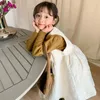 Girl Dresses Children Shirt 2023 Autumn Girls Korean Style Solid Color Double Breasted Vest Skirt Sleeveless Sweet Loose