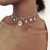 Colares pendentes Stonefans Boho Glitter Crystal Teardrop Cara de Cara de Cara para Mulheres Declaração Stromestone Collar Flor