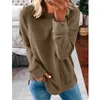 Mulheres camisetas Outono Inverno Cor Sólida Mulheres T-shirt O Pescoço Manga Longa Solta Tops Elegante Feminino Urbano Confortável Commuter Casual Tees