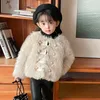 Chaquetas para niños y niñas, abrigos de piel sintética, moda de otoño e invierno, ropa de abrigo cálida para niñas, trajes informales de lana gruesa