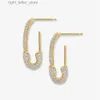 Stud Ins Minimalism Full Rhinestone Paper Clip Hoop Earrings for Women Safty Pin Gold Silver Color Geometric Earrings Party Jewelry YQ231128