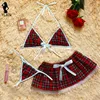 Sexy Set Women Cosplay Lingerie Student School School Ladies Costume Costume Girl S Red Plaid Miniskirt Suit Bra Spódnica 231129