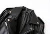 Veste de moto en cuir pour femmes, Faux cuir ZVRI classique noir printemps et automne, ceinture à épaulettes détachables, 231129