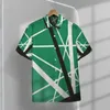 Męskie koszule zielone sznurki Frankenstrat męskie koszula hawajskie guziki na krótkie rękawy ubrania klapowe na letnie topy zielone/białe