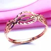 Cluster Rings 585 Purple Gold 14K Rose Wavy For Women Openwork Design Japanese And Korean Style Charm Party Ladies Jewelry