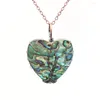 Hänge halsband abalone skal kärlek hjärtformad läkning reiki retro röd koppar hand sår diy liv av trädkedja halsband för kvinnor män
