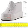 Slippers Krasovki 13.5cm Genuine Leather Platform Wedge Sneaker Fashion Shoes Hidden Super Heel Women Ankle Boots Summer