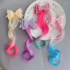 Accessoires pour cheveux Version coréenne de la perruque pour enfants, joli nœud coloré tissé