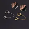 Hoop Earrings Double Piercing Chain Gold Plate Silver For Women Hippie Jewelry Stainless Steel Men Ladies Teens