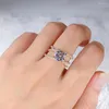 Cluster Rings 14K Au585 Gold Women Ring Moissanite Diamonds 1 2 3 45 Round Circles Intersect Wedding Party Engagement Anniversary