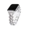 Tiras inteligentes de luxo vestíveis VV V v contas Diamante de diamante Metal Wrist Strap para Apple Watch Series 3 4 5 6 7 8 Ultra 49mm 38 40 41 42 44 45mm