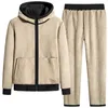 Mens Tracksuits Arrived Tracksuit Men Warm Winter Velvet Thick Two Pieces Set Fleece Track Suit JacketPants 231129