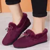 Winter Casual Moccasins Dress Women Soft Flat Non slip Loafers Fashion Comfort Warm Plush Bow Slip on Female Cotton Shoe Cott