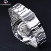 Wristwatches Forsining Stainless Steel Waterproof Mens Skeleton Watches Top Brand Luxury Transparent Mechanical Sport Male Wrist Watches 231128