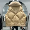 Frauen Daunen Parkas Lagabogy Echte Natürliche Fuchs Pelz Winter Frauen Weiße Gans Jacke Lose Warme Puffer Mantel Weibliche Dicke MidLong 231129