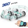 Electric RC Car 4WD RC Stunt Remote Control Watch Gesture Sensor Deformable Toy All Terrain Speed 2 4GHz 360Rotation Off road Vehicle 231128