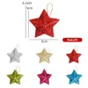 Decorazioni natalizie 6 pezzi Glitter Star Ciondolo albero appeso ornamento artigianale 5 cm plastica per festa di compleanno accessori decorazione domestica 231128