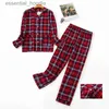 Женская пижама размера S-XXXL для сна. Женский пижамный комплект. Женская теплая фланелевая хлопковая домашняя одежда. Костюм Осень-зима. Пижама в клетку с принтом. L231129.