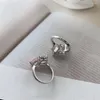 Cluster-Ringe Handgefertigter Diamantring im Strahlenschliff aus echtem 925er Sterlingsilber, Party-Hochzeitsband für Frauen, Verlobungsversprechen, Schmuck