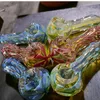 Latest Colorful Dazzling Spots Style Pyrex Thick Glass Pipes Portable Filter Tube Dry Herb Tobacco Spoon Bowl Handpipes Hand Smoking Handmade Cigarette Holder DHL