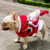 Vêtements de chien Vêtements de Noël pour animaux de compagnie Père Noël Costume de chien Costume d'hiver Manteau de chiot Costume avec capuchon Vêtements chauds Cosplay pour chiens et chats 231124