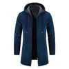 Vestes pour hommes Hommes hiver long trench-coat pull en tricot veste polaire coupe-vent marine couverture à capuche cardigan à fermeture éclair mâle pardessus 231129