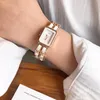 腕時計女性の豪華なスタイルの小さなダイヤルスクエアファッションレトロな編組チェーンレザーストラップポインターQuartzウォッチライストウォッチ