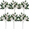 6 st faux utsäde eukalyptus spray grönare konstgjorda bladgrön fjäderstammar för blommor arrangemang244b