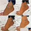 Anklets Bohemian Shell Heart Summer Anklets Set for Women Tortoise Ankelarmband Girls On Leg Chain Female SMEEXECH Gift Drop Deliver DHFI2