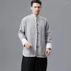 Vestes pour hommes automne hommes printemps Style chinois haute qualité Pure Raime chemises vêtements décontractés boucles Mandarin manteau veste