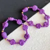 Strand Wholesale Purple Mica Bracelet En Cristal Naturel Sculpté Pivoine Poisson Perles Main Rangée Pour Les Femmes Cadeau Unique Bracelet Bijoux De Mode