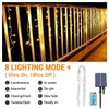 Tuindecoratie LED Solar Ijspegel Lichtslingers Waterdicht Kerstdecoratie Gordijn Lichtslingers voor Slaapkamer Patio Tuin Bruiloftsfeest 231124