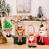 Confezione regalo Borsa natalizia in tessuto di cartone animato con gamba carina XmasTree Babbo Natale Pupazzo di neve Ornamento Borse da imballaggio Navidad S