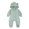 Baby Mädchen Kleidung Solide Kaninchen Kapuzen Langarm Baby Overall Unisex Baby Winterkleidung für Neugeborene 2073