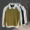 Heren Hoodies Koreaans Licht Luxe Overhemd Hoogwaardig Color-blocked Wafel Sweatshirt met halve rits Herfst Ademend Revers Lange mouwen Top Chic