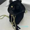 Womens chain Drawstring designer bag velvet diamond grid bucket bag classic drawstring design mini handbag luxury crossbody wallet lucky