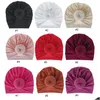 Acessórios de cabelo Senhoras Turbante Bonnet Soild Cor Algodão Top Nó Interno Hijab Caps Africano Twist Headwrap Mulheres Head Wraps India Hat H Dhgws