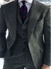 Ternos masculinos Blazers Herringbone Terno Homens 3 peças Formal Business Tweed Smoking para Tailormade Retro Wedding Jacket Colete Calças Set 231128