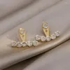 Boucles d'oreilles Design de mode sens brillant Zircon dos suspendu pour femme luxe deux façons de porter bijoux de mariage 263W