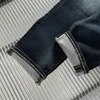 Синий тонкий принцип мужские джинсы Pantalons Pour Hommes 2023 Осенние микро-эластичные модные брюки Hombres pantalones para hombre jean 2g брюки нового стиля вышивка