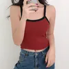 Kvinntankar Camis Summer Fashion Contrast Color Tank Top Women Casual Fitness Clothing Off Shoulder Strapless Crop Camisole 230428