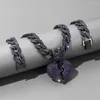 Collier Boucles d'oreilles Ensemble Hommes Femmes Hip Hop Glacé Cristal Numéro 1000 Pendentif Avec Violet Chaîne Cubaine Mode Hiphop Bracelet Charme Bijoux