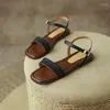 Sandalen plus maat 34-43 echte lederen schoenen vrouw gesplitste vaste kleur casual zomer dames schoeisel