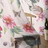 Flores de cortina e plantas florescem com borboleta folhas cortinas puras para o tratamento da janela de quarto da sala de estar de chiffon de cozinha