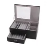 Bolsas de jóias Multifuncional 13/16 Grade Pen Display Case Armazenamento Dupla Camada PU Couro Organizador Titular Presente para Viagens de Negócios